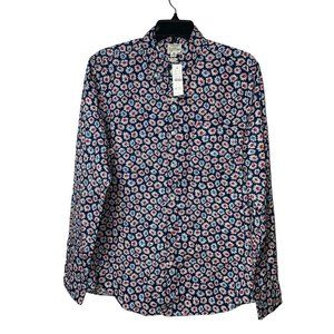 J. Crew Stretch Secret Wash Organic Poplin in Blue Floral Slim Fit Med New W Tag